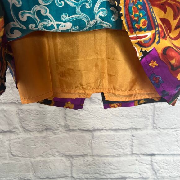 Vintage New York Studio Silk Mini Skirt Faux Wrap Size M Paisley 90s Y2K Print - Picture 3 of 7